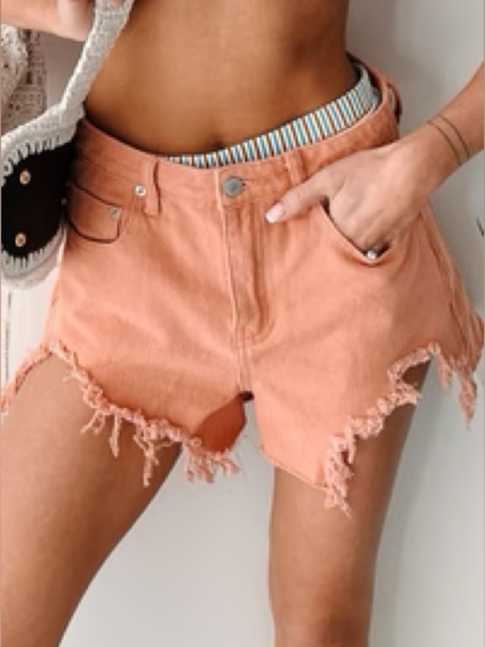 Free People Terracotta Frayed Shorts